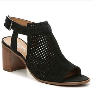 New Franco Sarto Black Perforated Leather with Buckle Size 6.5